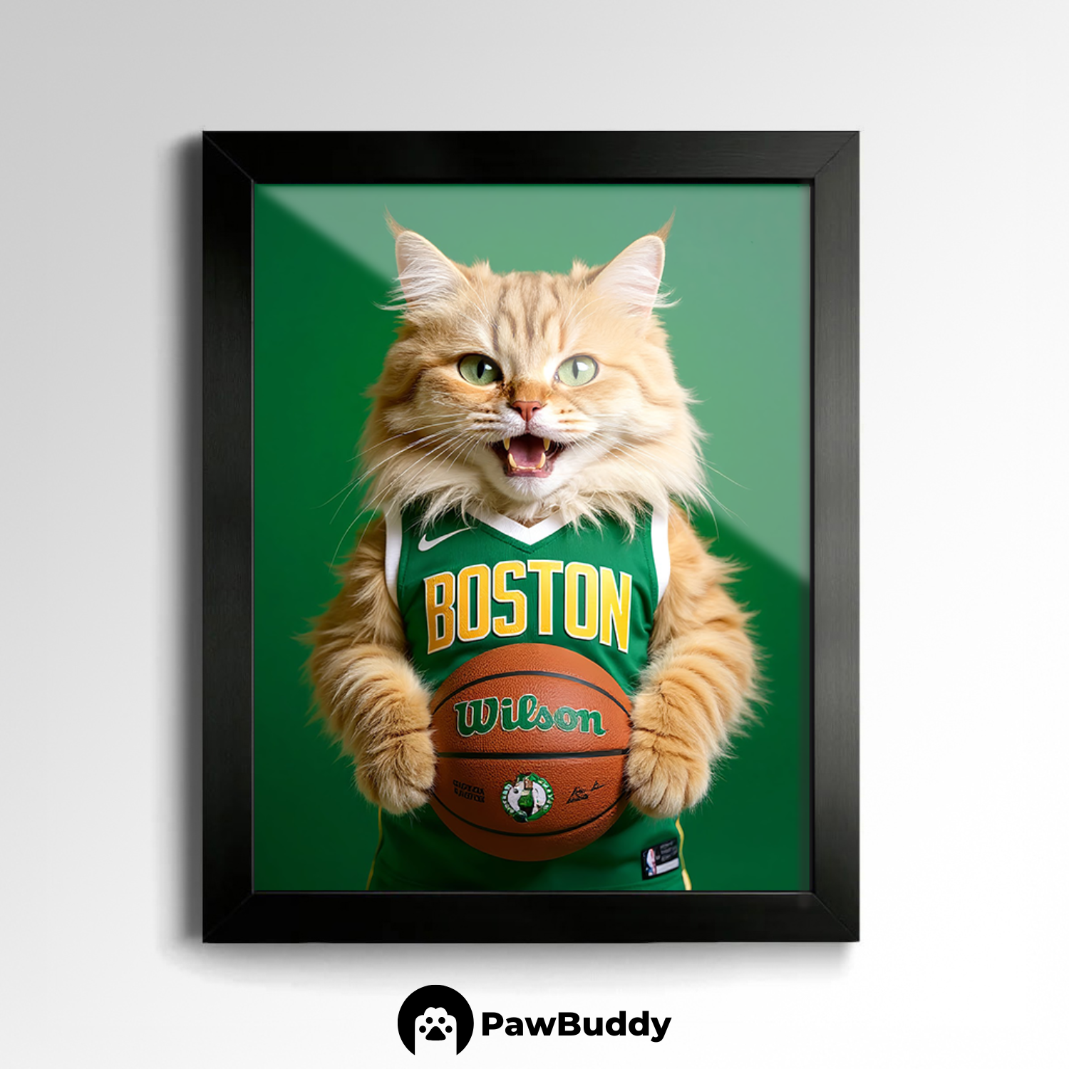 Custom Pet Poster Classic Green Basketball Portrait – Personalized High-Resolution Matte Print for Wall Art, Home Decor, or Unique Gifts for Pet Lovers (Frame Not Included)