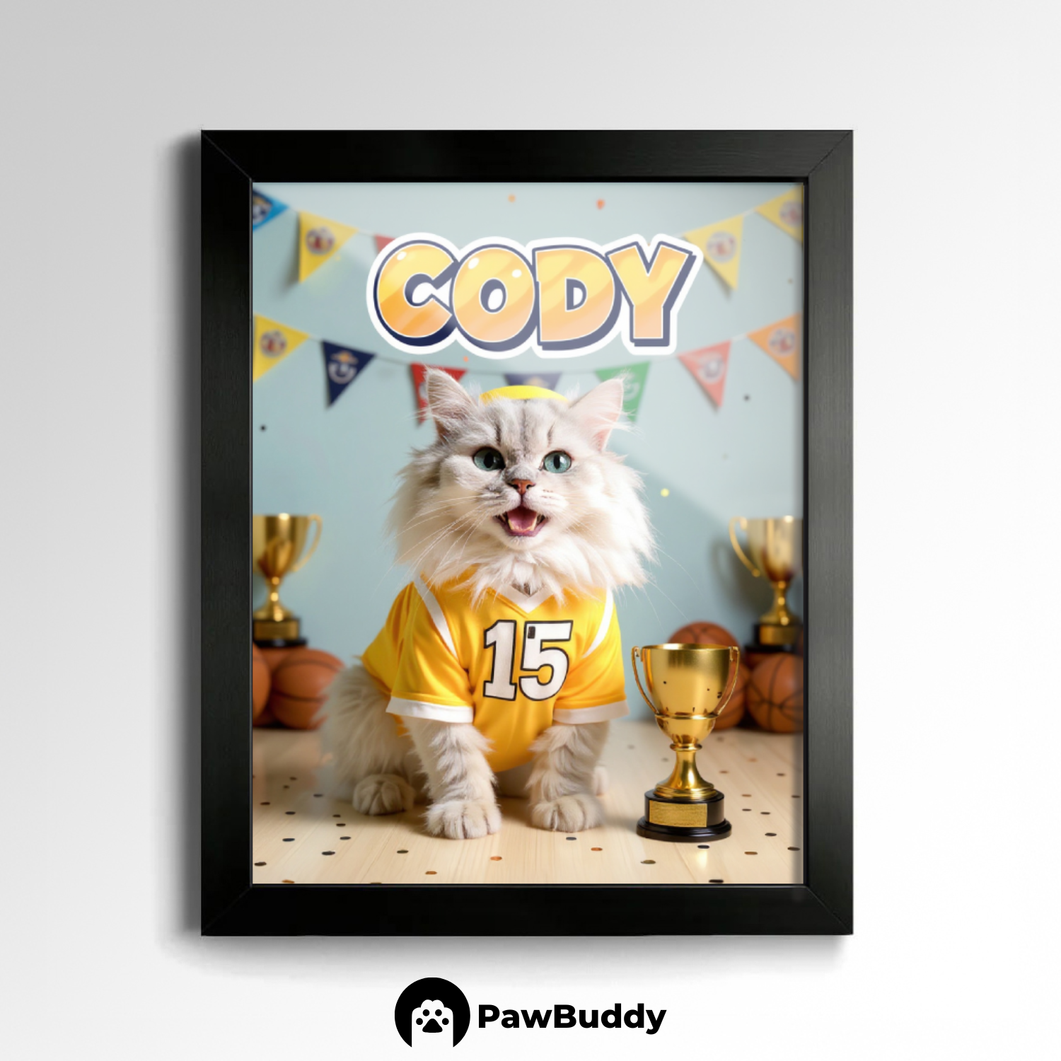Custom Pet Poster Basketball MVP Portrait – Personalized High-Resolution Matte Print for Wall Art, Home Decor, or Unique Gifts for Pet Lovers (Frame Not Included)