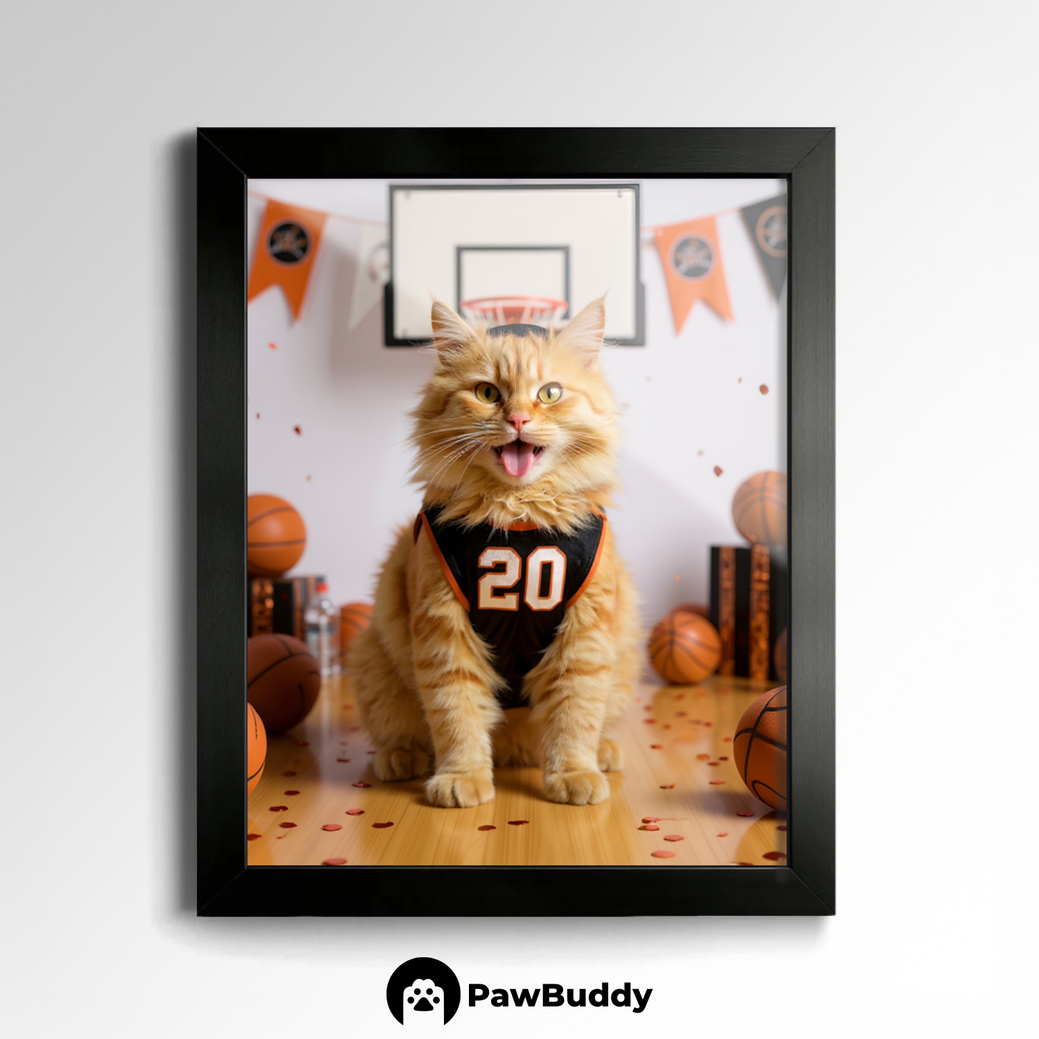 Custom Pet Poster Basketball Star Portrait – Personalized High-Resolution Matte Print for Wall Art, Home Decor, or Unique Gifts for Pet Lovers (Frame Not Included)