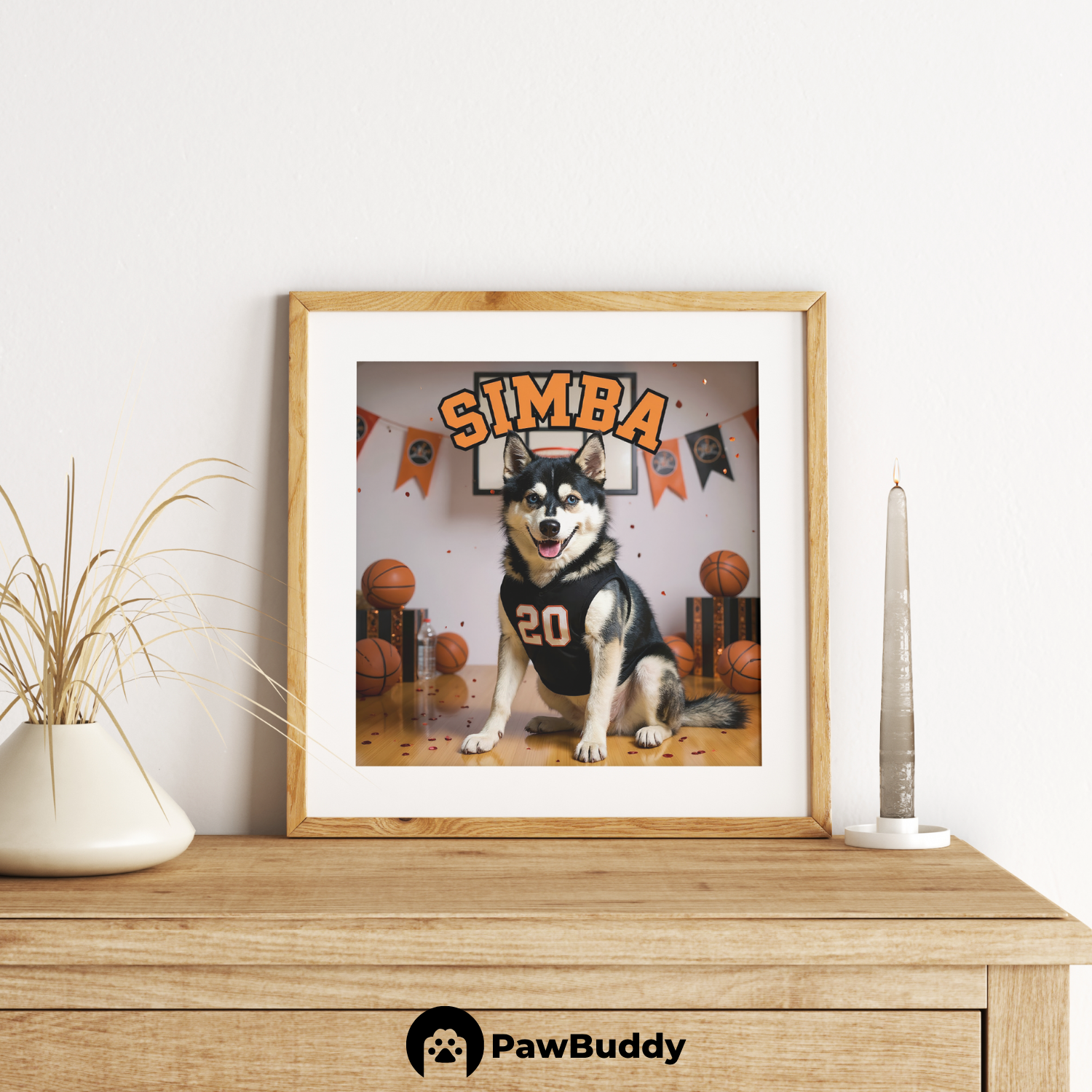 Custom Pet Poster Basketball Star Portrait – Personalized High-Resolution Matte Print for Wall Art, Home Decor, or Unique Gifts for Pet Lovers (Frame Not Included)