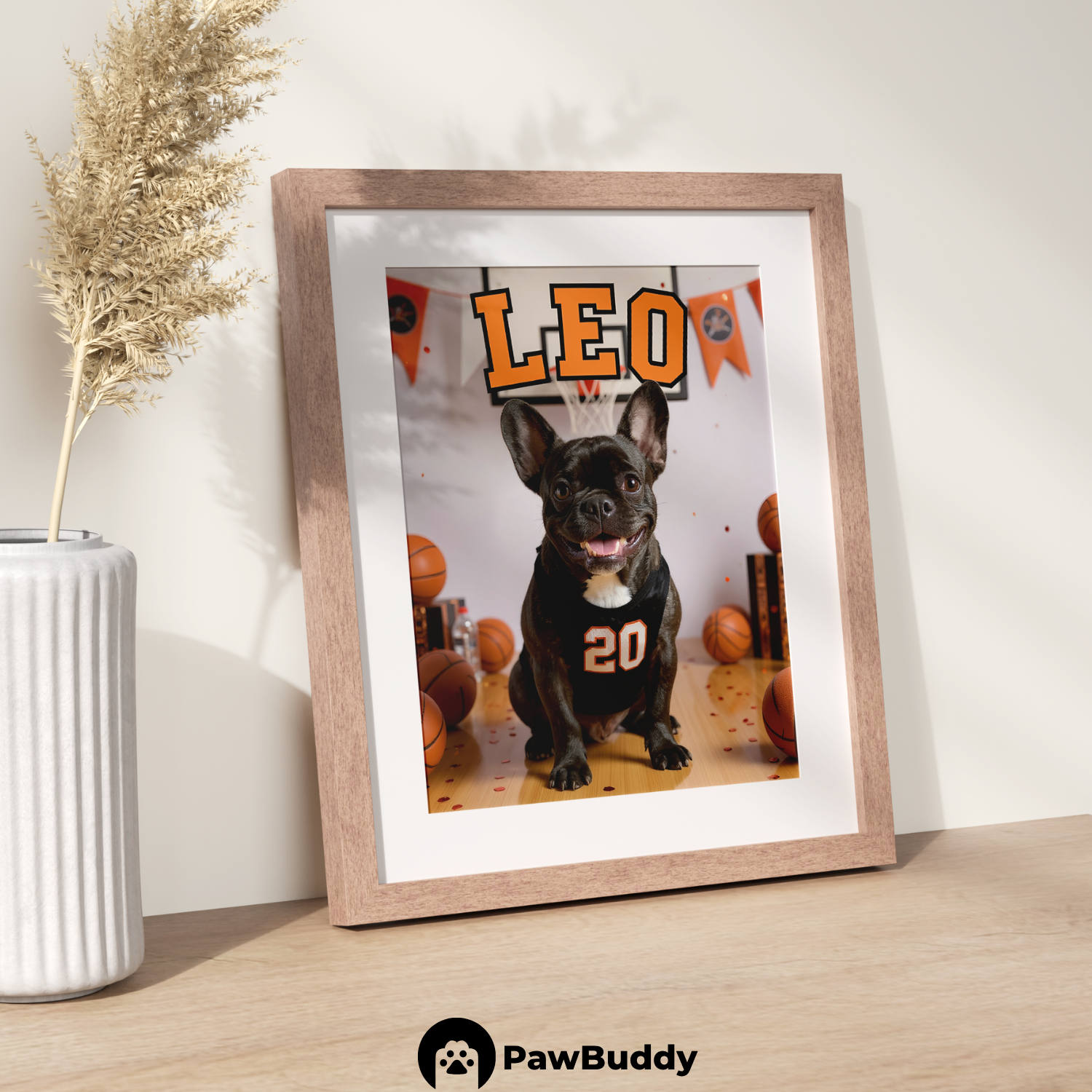 Custom Pet Poster Basketball Star Portrait – Personalized High-Resolution Matte Print for Wall Art, Home Decor, or Unique Gifts for Pet Lovers (Frame Not Included)