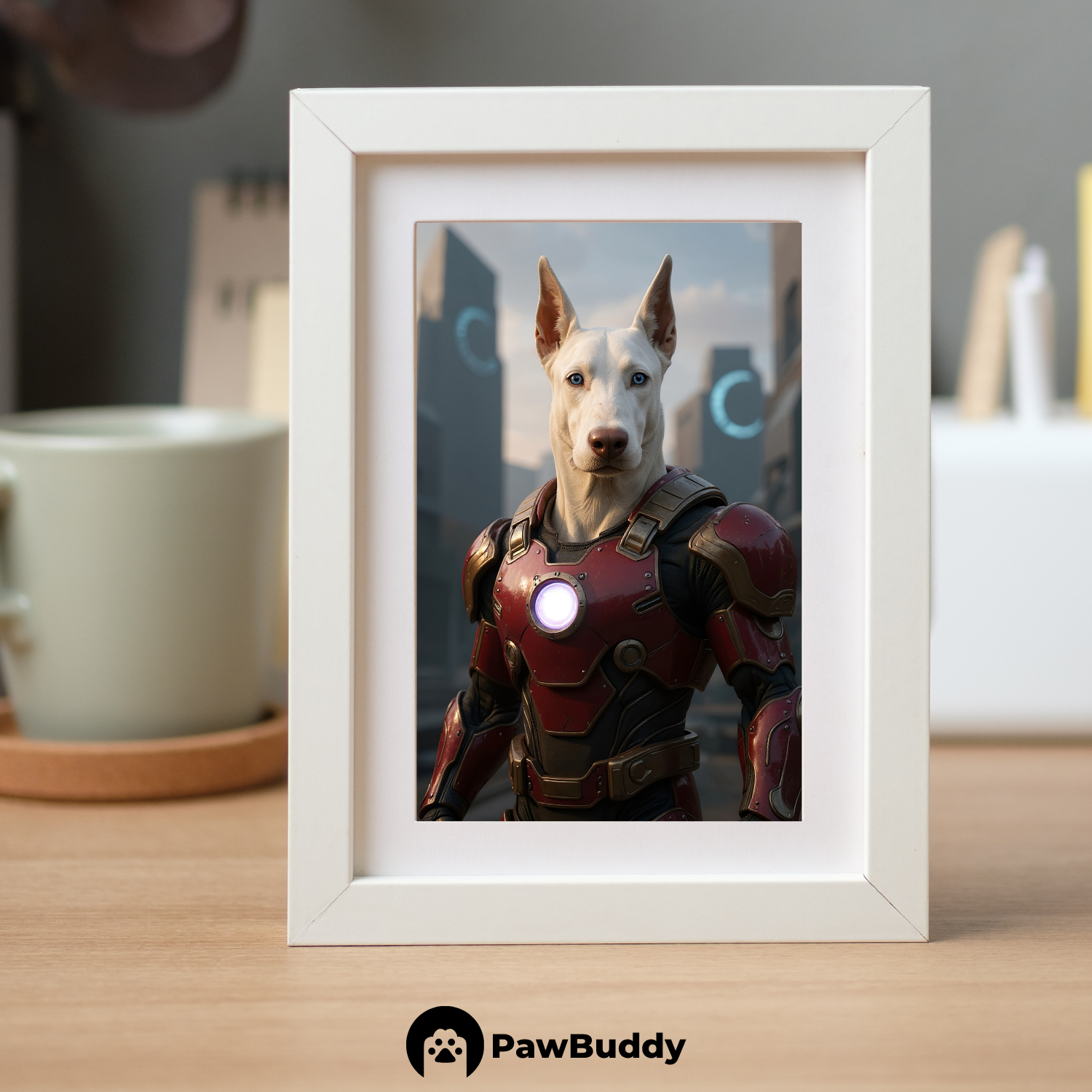 Custom Pet Poster Arc Reactor Power Hero Portrait – Personalized High-Resolution Matte Print for Wall Art, Home Decor, or Unique Gifts for Pet Lovers (Frame Not Included)