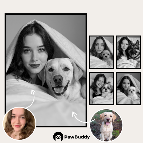 Custom Digital Art On the Bed with Pet Portrait – Personalized High-Resolution 3:4 Ratio File for Printing, Online Sharing, or Unique Digital Keepsakes