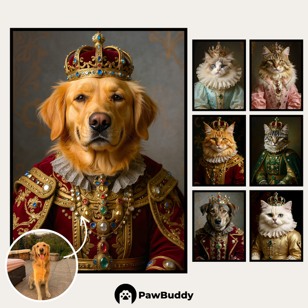 Custom Digital Art Regal Pet Royal Portrait – Personalized High-Resolution 3:4 Ratio File for Printing, Online Sharing, or Unique Digital Keepsakes