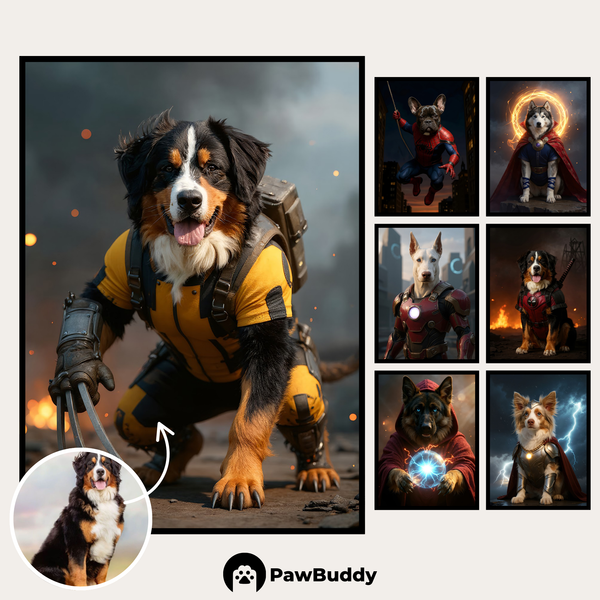 Custom Digital Art Superpowered Pet Portrait – Personalized High-Resolution 3:4 Ratio File for Printing, Online Sharing, or Unique Digital Keepsakes