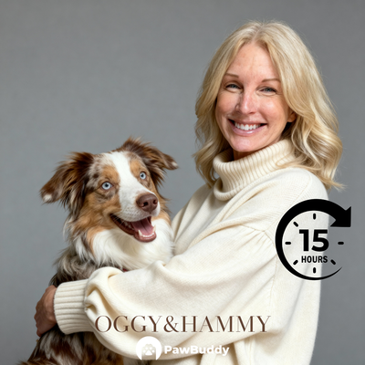 Custom Human & Pet Portrait Classic Grey Studio Digital Artwork - Personalized High-Resolution Artwork for Pet Lovers, Perfect for Online Sharing or as a Unique Timeless Keepsake