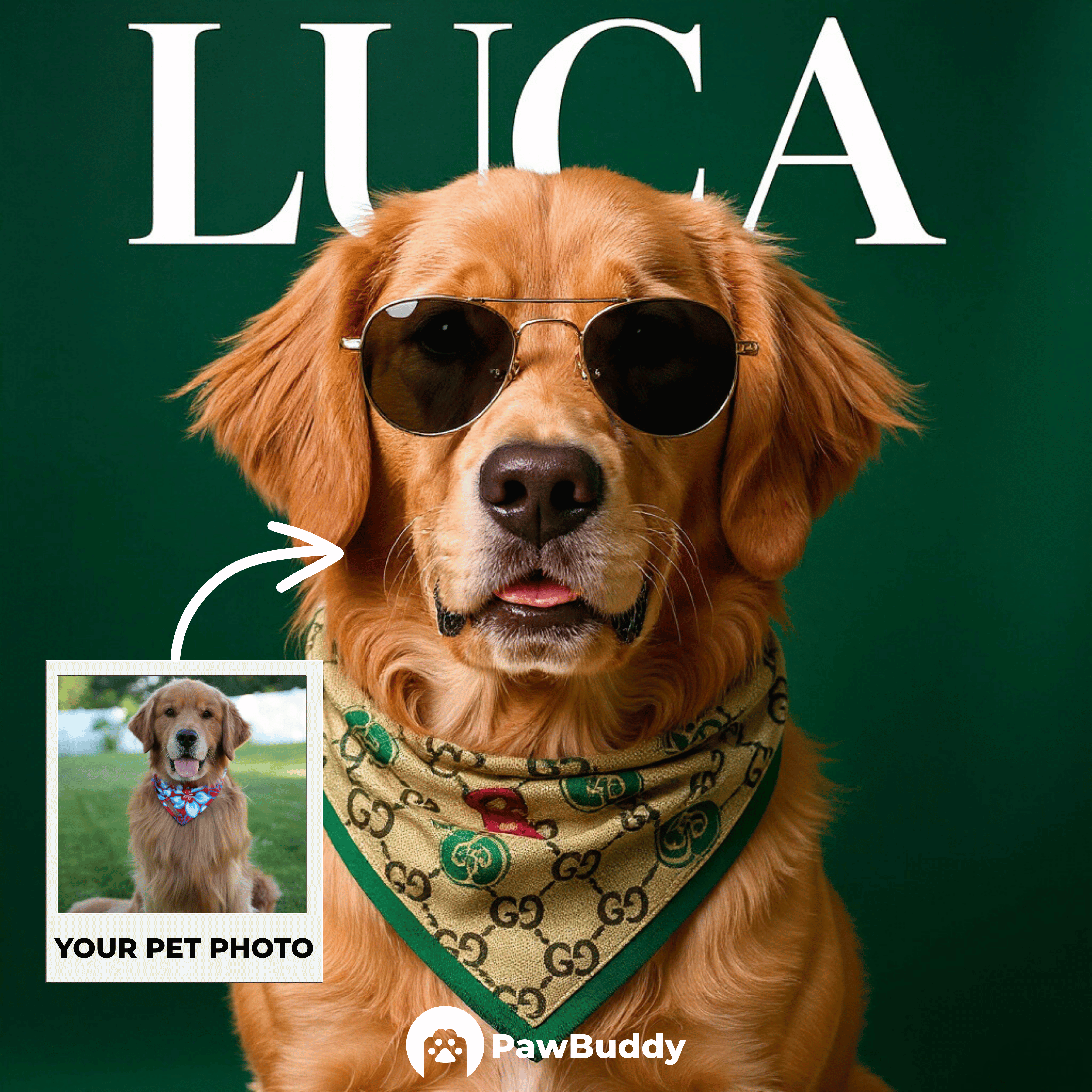 Custom Pet Portrait Italian Luxury Fashion Style Digital Artwork – Personalized High-Resolution Artwork for Pet Lovers, Perfect for Online Sharing or as a Unique Elegant Keepsake