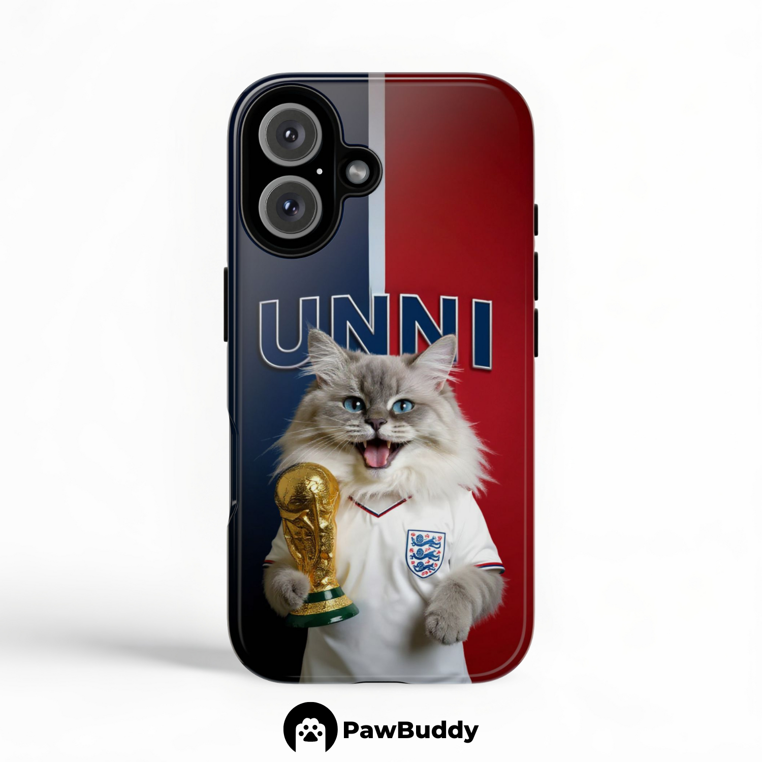 Custom Pet Phone Case for iPhone 11–17, Personalized Victory Glory Soccer Portrait Design, Dual-Layer Shockproof PC+TPU Protective Cover with Glossy Wraparound Printing, Unique Gift for Pet Lovers